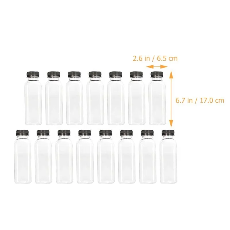 8 oz 16 oz 330 ml drink bpa free transparent juice plastic empty pet square juicer containers beverage bottle for beverage juice