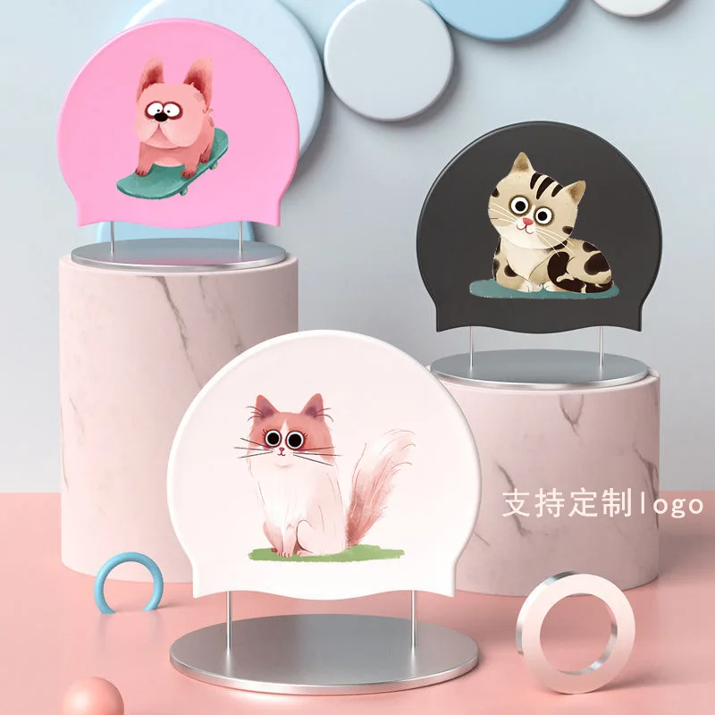 Custom Logo Women Mens 100% Silicone Large 3D Dome Swim Hat Bulk College Arena Kids Adult Swimming Head Cap