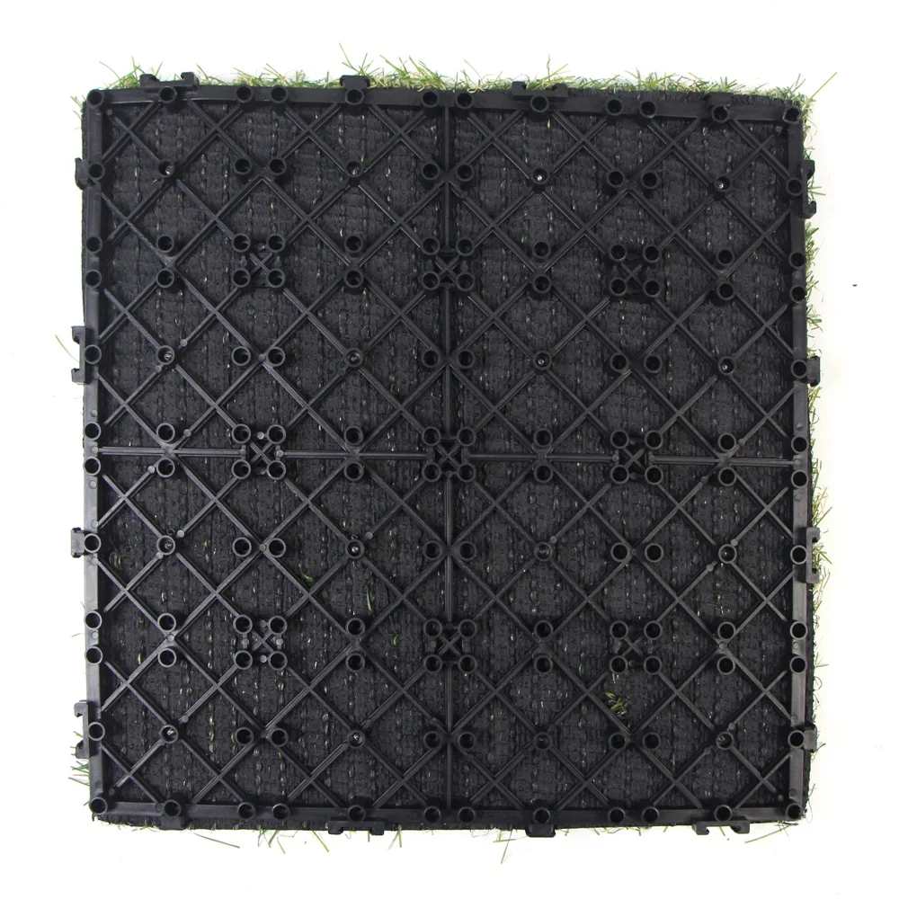 Large size 300mm*300mm interlocking artificial grass tile mats for home decor