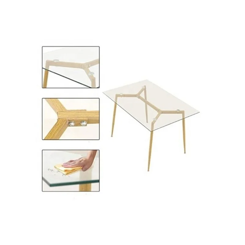 Nordic Mesa de comedor nordica vidrio rectangle Glass Top Dining Cafe Table 120x70cm