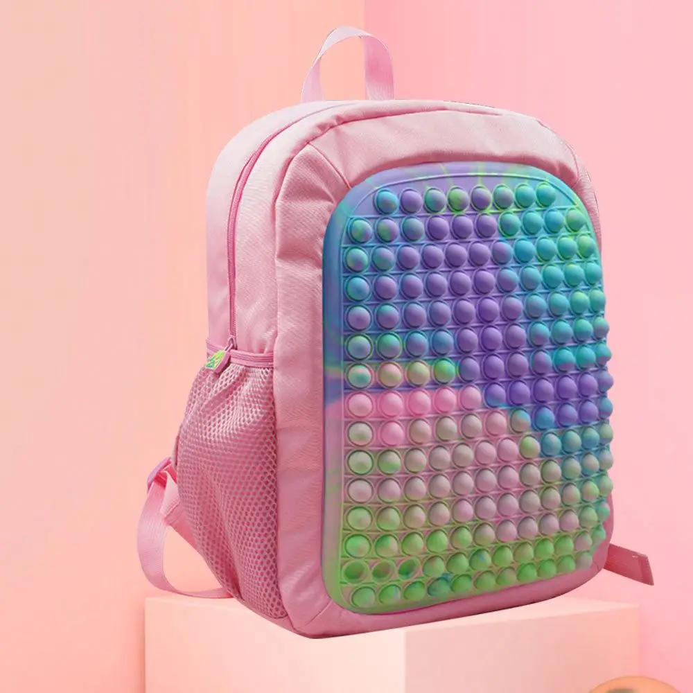 Hot Sale   Push Bubble School Bags  Backpack Children Silicone Rainbow pop  book bag  Fidget Backpack