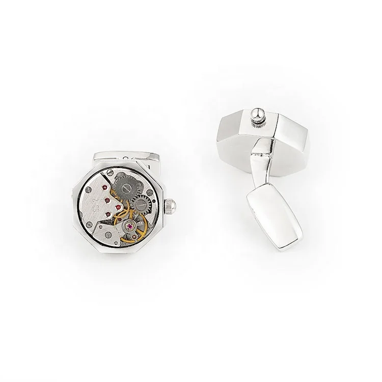 Wholesale Round Unique Tourbillon Engraved Watch Movement Suit Shirt Men Accessories Gift Set Cufflinks