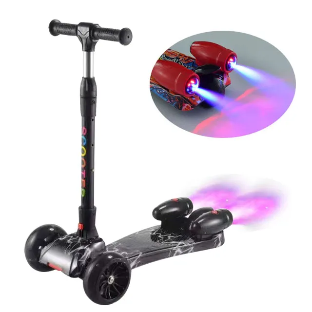 Popular children 3 wheels scooter for kids electric scooter with led lights and smoke