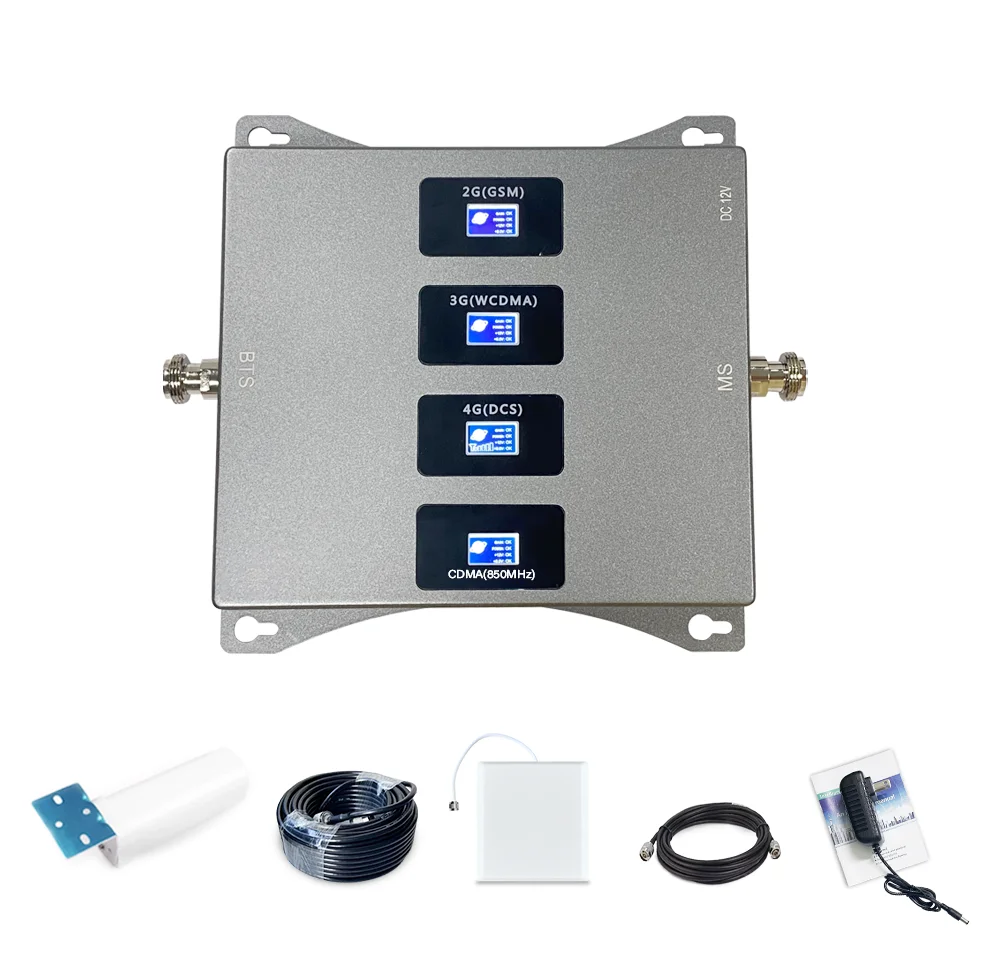 Chinese Factory Wholesale Quad Band 850/900/1800/2100Mhz Long Range Mobile Signal Repeater Phone Signal Boosters Full of Kits