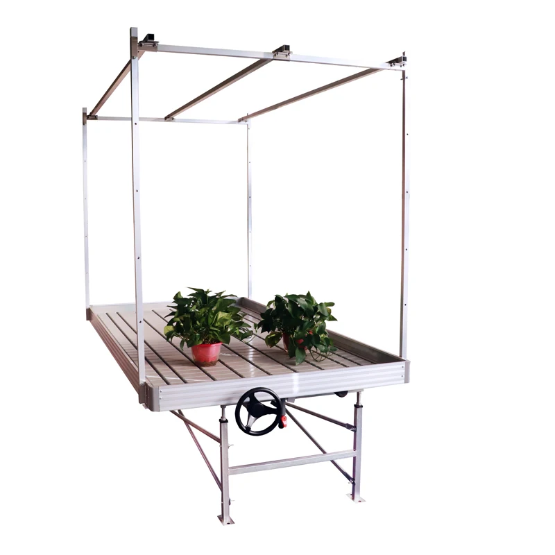 China removable seedbed Plastic Top Wire Greenhouse rolling Bench for plant