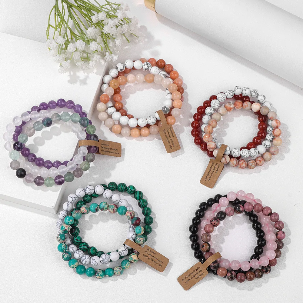 Hot Selling Natural Stone Crystal Beads Multi-Layer Amethyst Bracelets for Women and Men Semi-Precious Fashion Jewelry for All