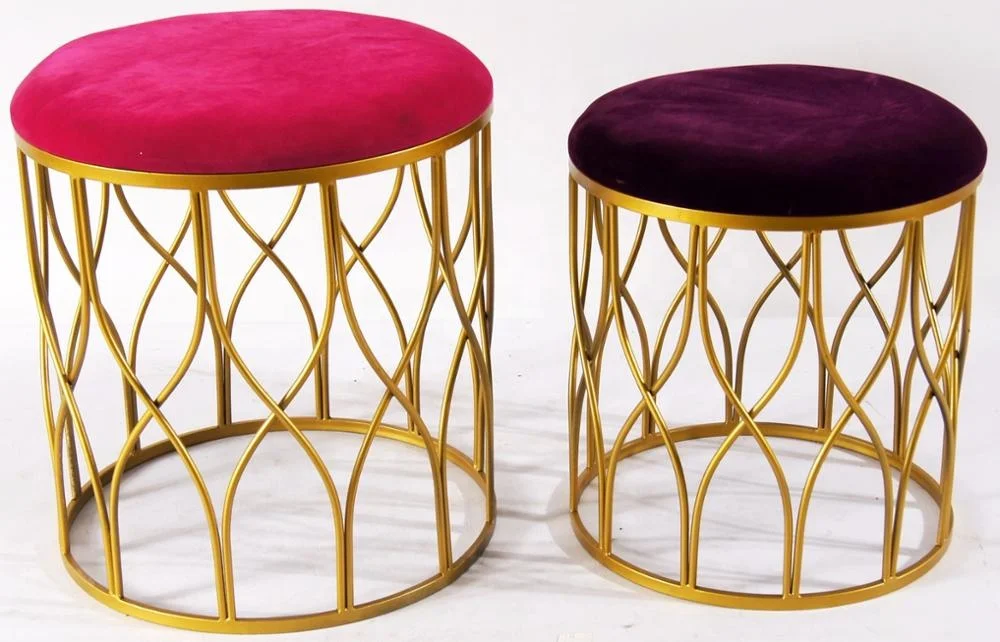 
Wholesale New Style Velvet Surface Living Room and Bed Room Restaurant Modern Bar Round Stool Ottoman 