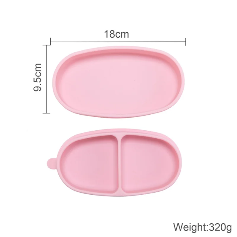 Anti-Slip Silicone Baby Feed Training Bowl Tray with Cutlery, Food Divider Taste Suction Plate with Spoon Fork For Travel