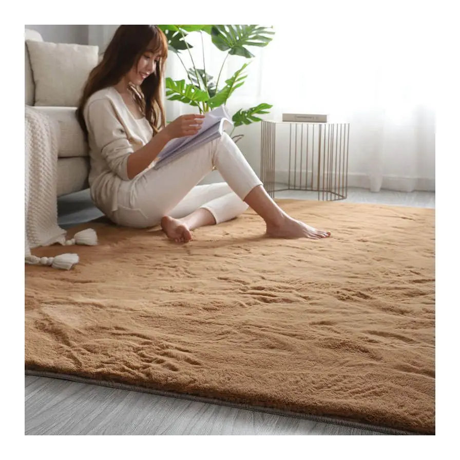 Wholesale Fluffy Floor Living Room Plush Washable Luxury Carpet Modern Soft Faux Rabbit Fur Rug Area Rugs
