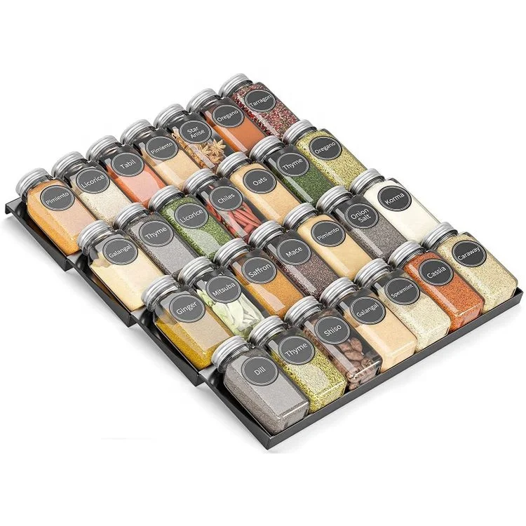 Metal Spice Rack for Cabinet Expandable Seasoning Organizer Kitchen Drawer Spice Organizer