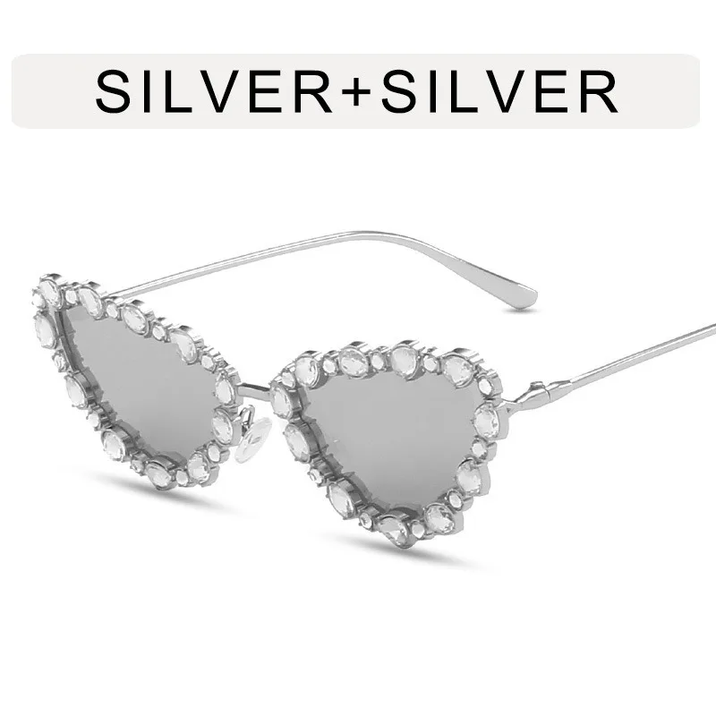 QSKY reasonable price vintage small cat eye metal frame diamond studded butterfly shades sunglasses