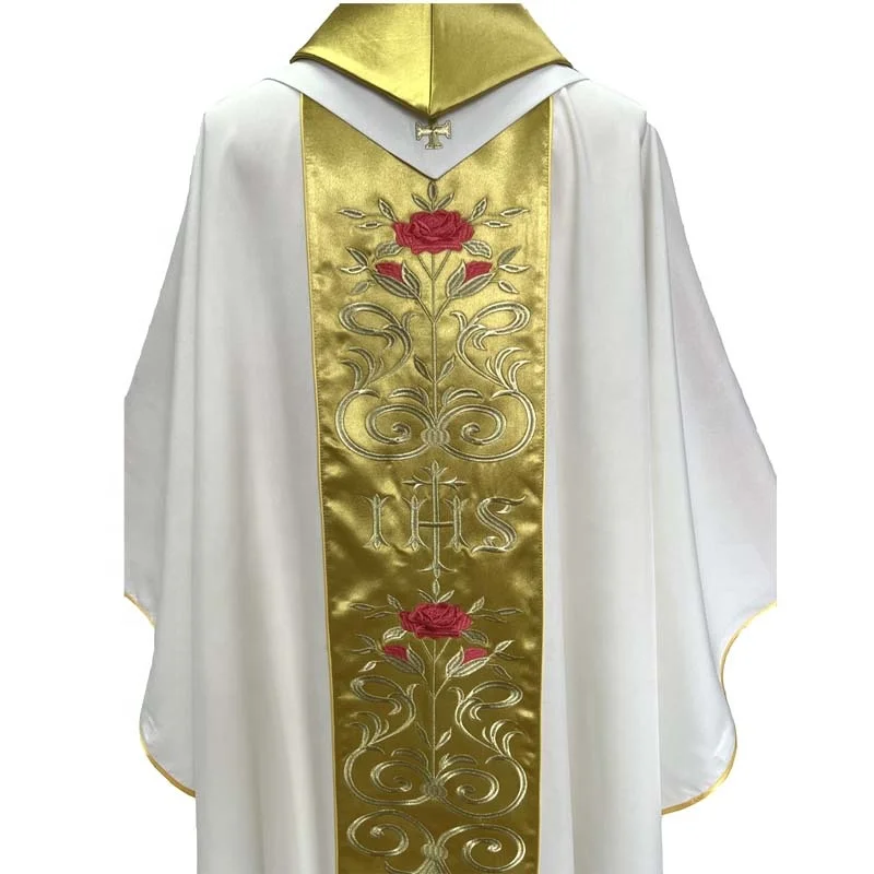 Hot sale Chasuble with Gold and Red embroidery Father Priest Chasuble with stole