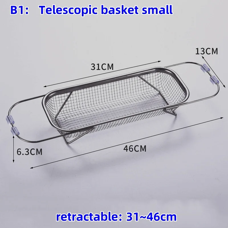 304 stainless steel sink drain basket sink vegetable basin kitchen retractable household filter fruit storage rack