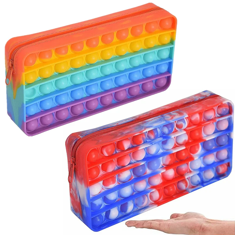 Funny silicone push bubble stationery bag office storage bag press cosmetic bag fingertip press stationery box