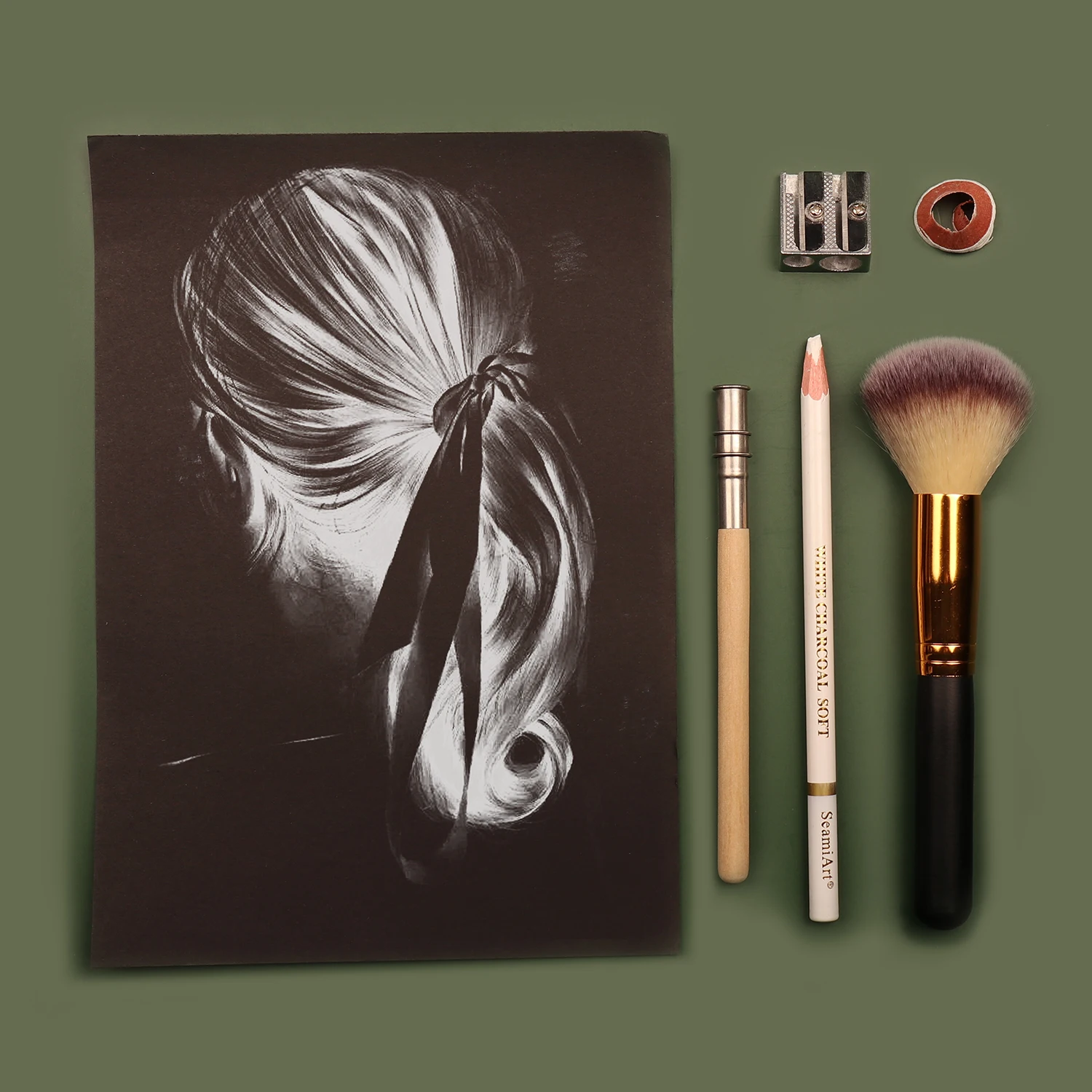  Seamiart 3pcs Hard/Medium/Soft White charcoal pencil wooden set for sketching drawing pencils office school