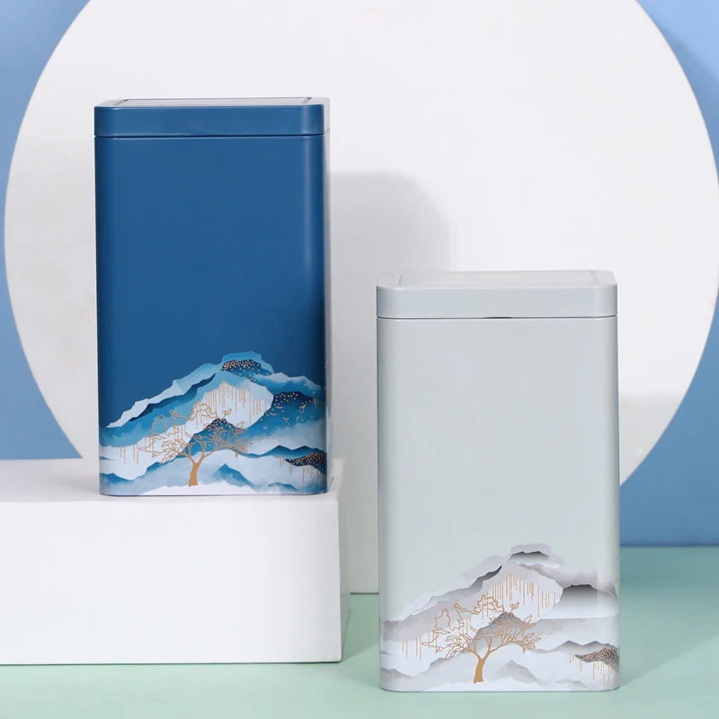 Luxury Tea Packaging Metal Tin Box Packaging Square Tea Container Tea Airtight Tin Cans With Packaging Box