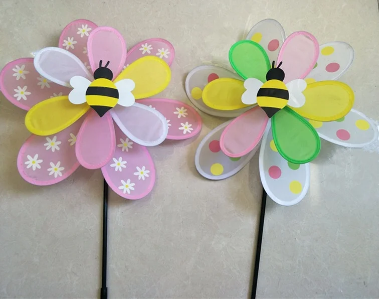 Garden decorations outdoor double flower windmill