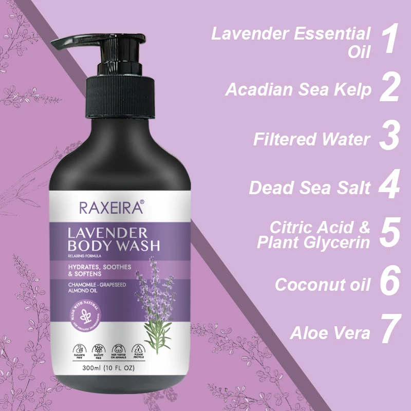 OEM/ODM Lavender Body Wash Moisturizing Liquid Soap Shower Gel Deep Cleansing Private Label Body Wash Lotion Shower Gel