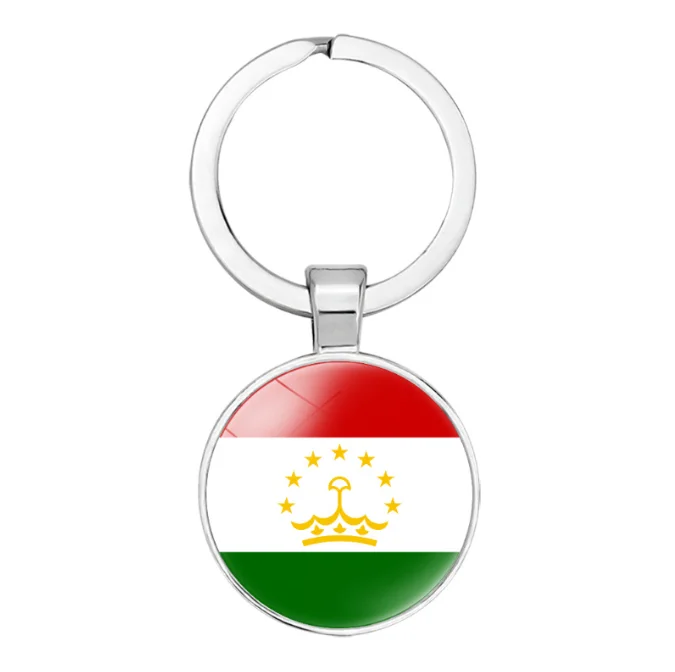 High Quality Tajikistan Flag Keychain Pendant Time Gemstone Keychain Pendant