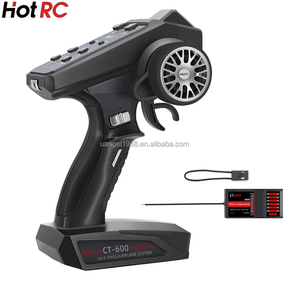HOTRC CT-600 CT400 6CH 4CH 2.4GHz Radio System Transmitter Remote Controller with CT-600 6 Channel Receiver for RC Car Boat Tank