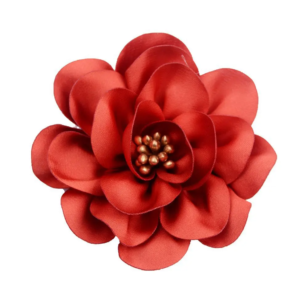wholesale Bride Peony Flower Hair Accessories Holiday Prom Party Beach Time Dance Side Clip Red Rose Dress Clip Cloth Accessory