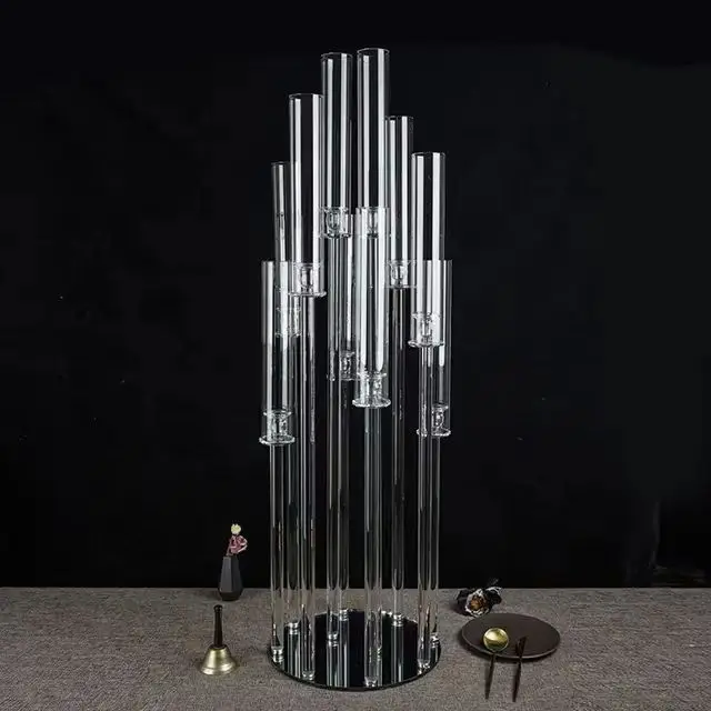 XA Hot Sale Cheap Wedding Table Centerpieces 6 Arms Candelabra Crystal Glass Candlestick