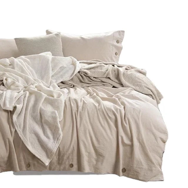 Bedding Sets Bed Sheet Sets Stone washed 100% French Flax Linen 4pcs Queen Size Quilt set