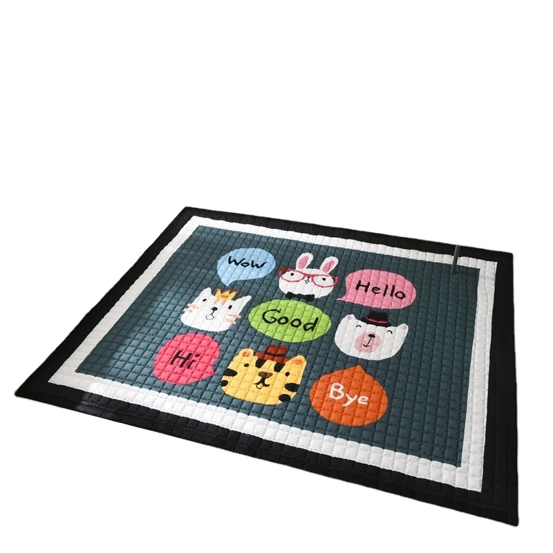 Sensory Tile Baby Solid Linen Floor Play Mat Skin Friendly Rug Kids Picnic Crawling Mat Carpet Cotton Portable Play Mat