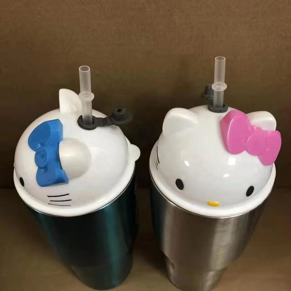 
30oz stainless steel vacuum insulated tumbler with hello kitty cap,new cat shape straw lid 