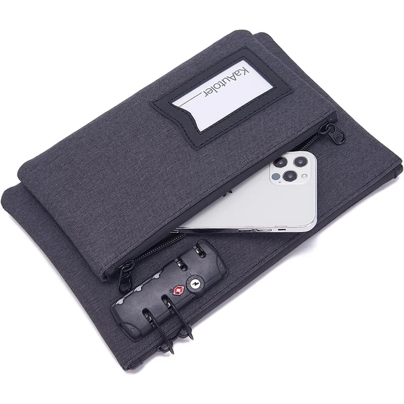 Money Bag with Lock, Double layer Cash Bag Bank Bag for Cash, Passports, Notary Supplies, Medicine