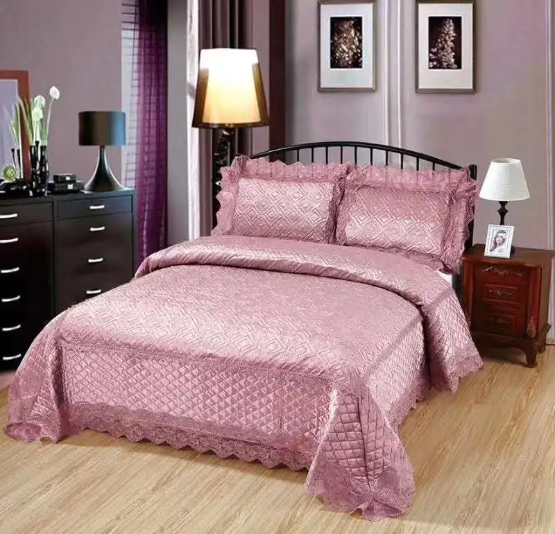 
hot selling cotton bedding set bed spread bed sheet pillow case 3 pc 