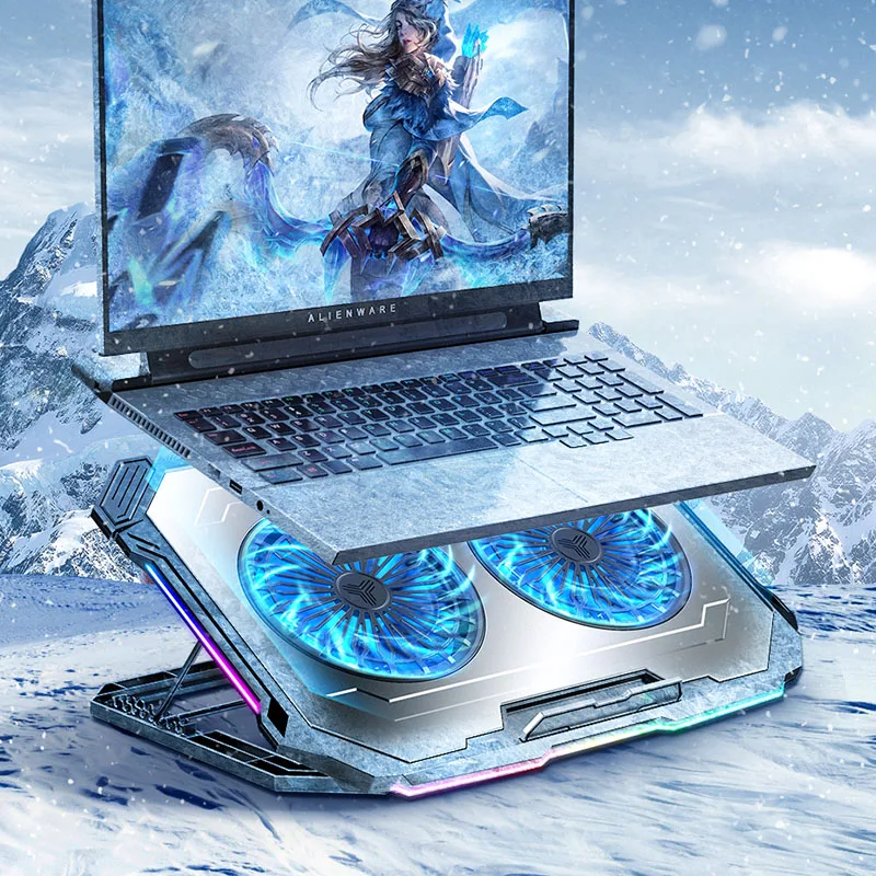 Laptop Stand Cooler Laptop Cooling Pad 2 USB Port Air-cooled Double Fans 1800+/-10%RPM Plastic 415*293*26.5mm