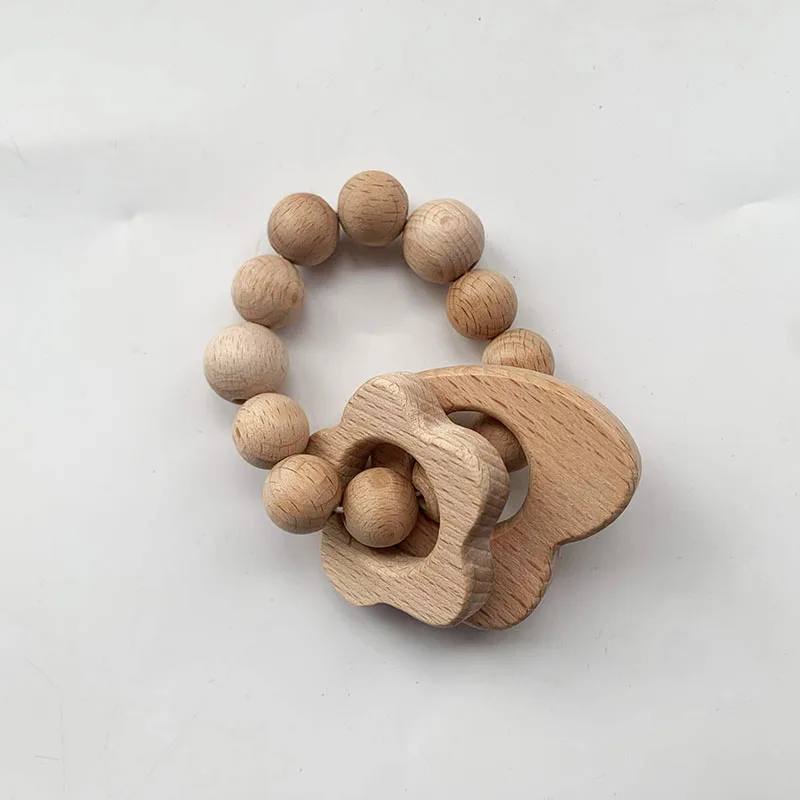 New Design Sensory Baby Teething Toys Rattle Soft Bpa Free Wood Baby Teether