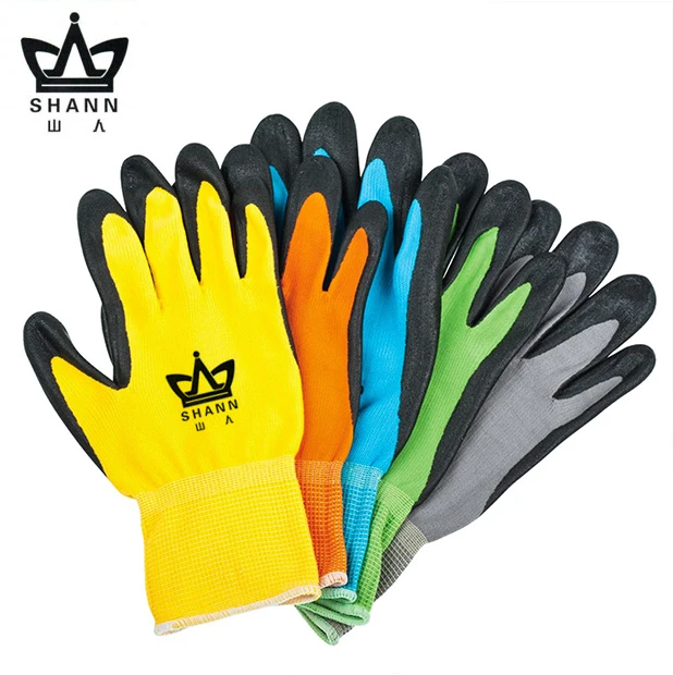 Industrial Heavy Duty Construction Nylon Rubber Coated Wrinkle Palm Construction Saftey Working Gloves for Hand Protective