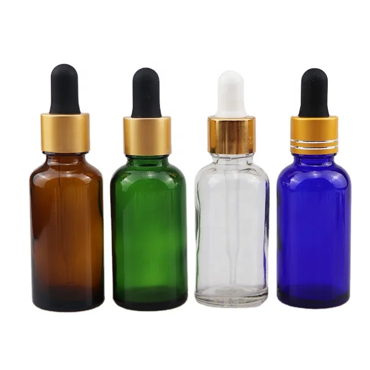 good price 1oz empty luxury 1 oz  30 ml brown essential oil bottle 30ml amber glass dropper bottle with dropper matt gold collar