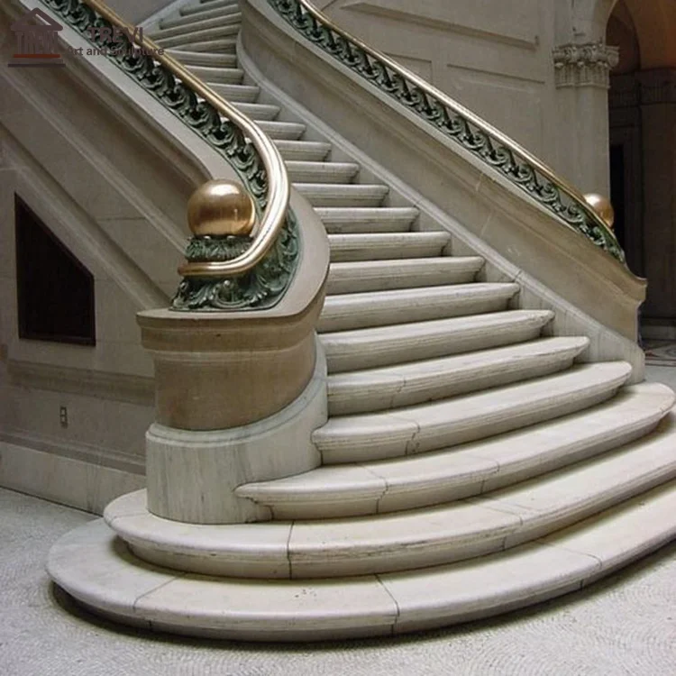 Luxury Villa Spiral Circular Staircase Natural Stone Marble Granite Stair Steps Tiles