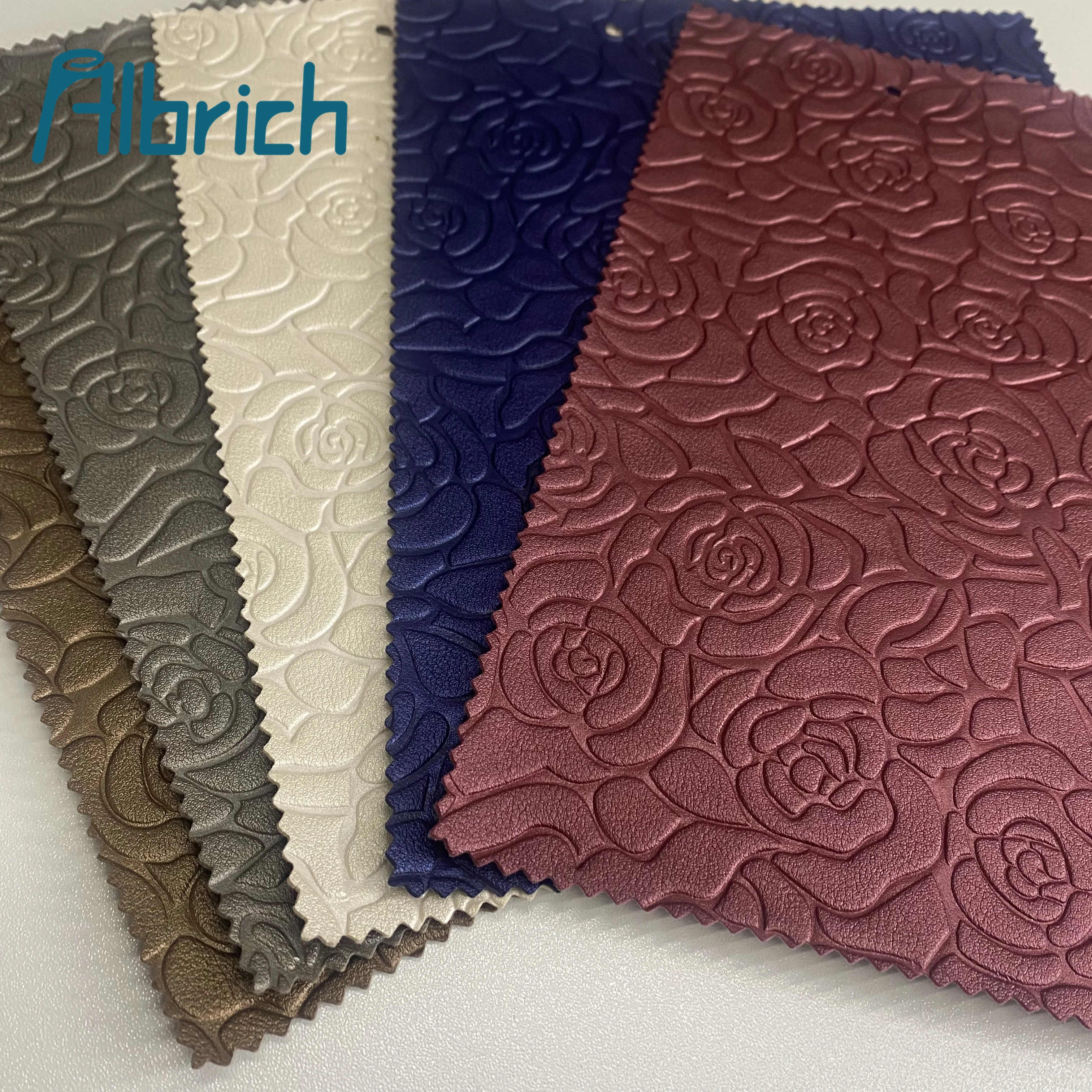 New Design Floral Pattern Embossed Artificial Leather, Hot Sale Non Woven Backing Pvc Leather For Furniture Upholstery