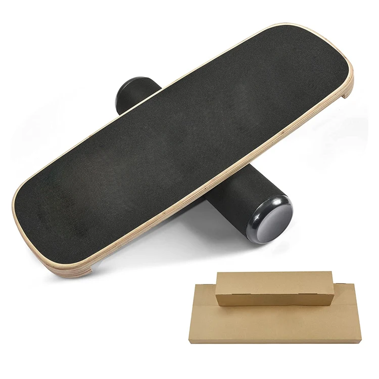 Wholesale Custom Stability Trainer Fitness Yoga Wobble Wooden Balance Board With Roller