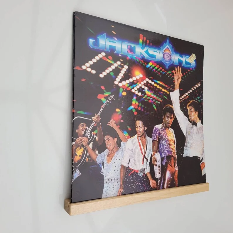 Mountable Now Playing Holder floating modern record player wall mount espresso storage wood vinyl record shelf