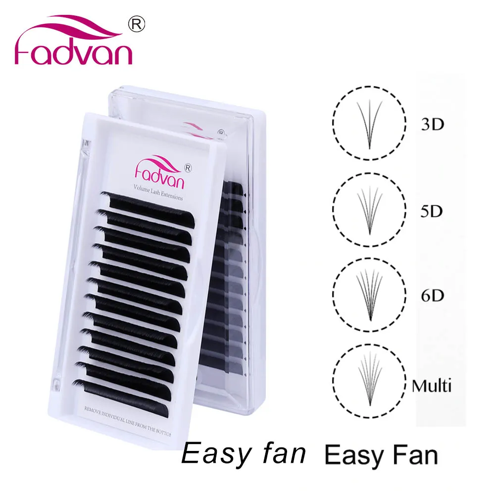  Speed 1s Easy Fanning Lashes Extension Natural Auto Blooming Fans Scrubs Black Matte With Lashbox Falsch Fadvan