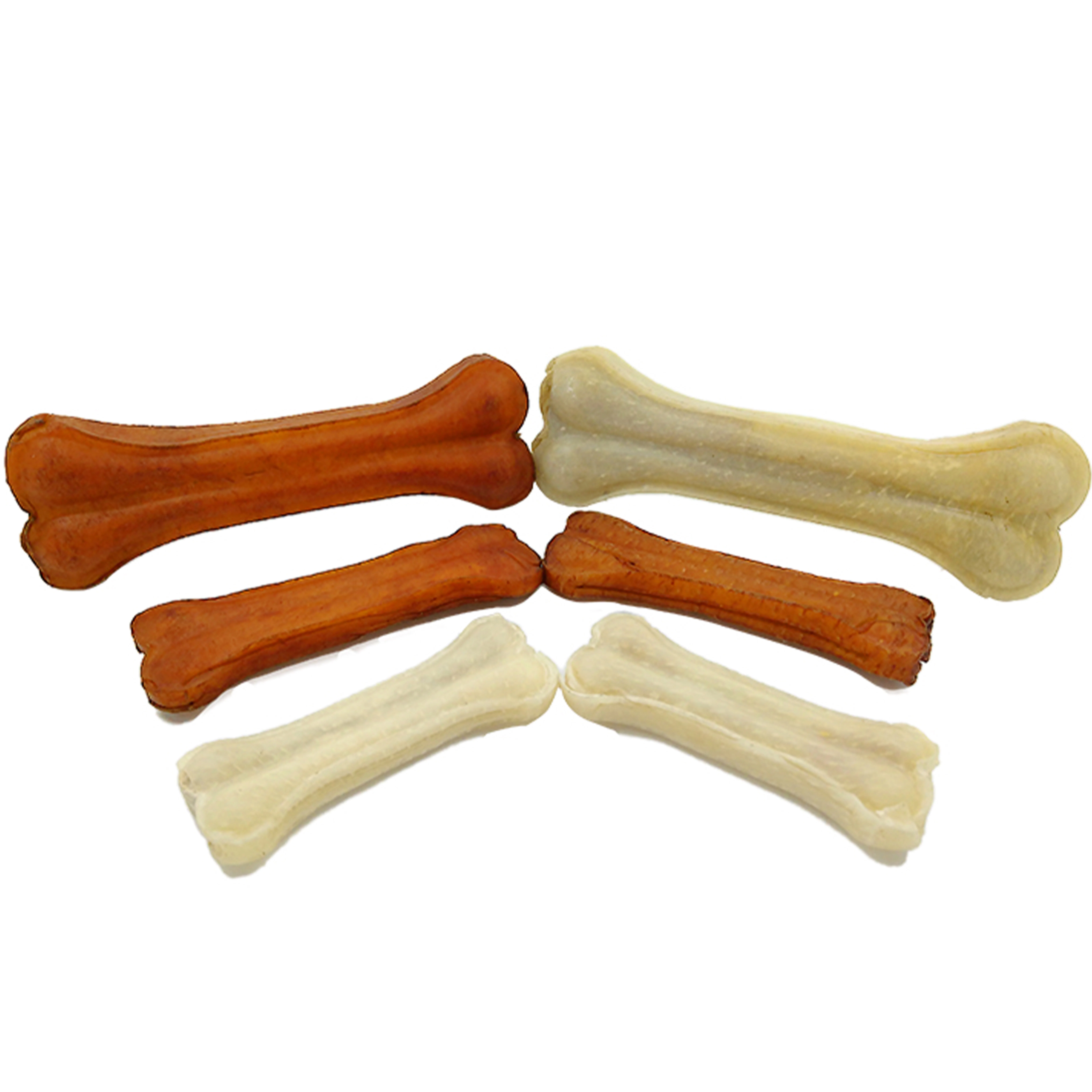 Factory Customized Dog Chew Snack Bleached Rawhide Pressed Dog Bone Natural Cowhide Pet Food