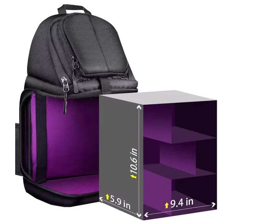 Case Backpack Rain Cover Camera Bag Customized Photography Backpack with Inserts Waterproof for DSLR Black