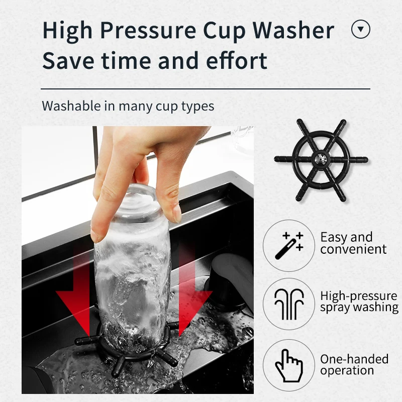 Kitchen Sink Hidden Washbasin Stainless Steel Hand-made Sink Single Bowl Black for Home Bar Small Basin Balcony Pool Coffee Shop