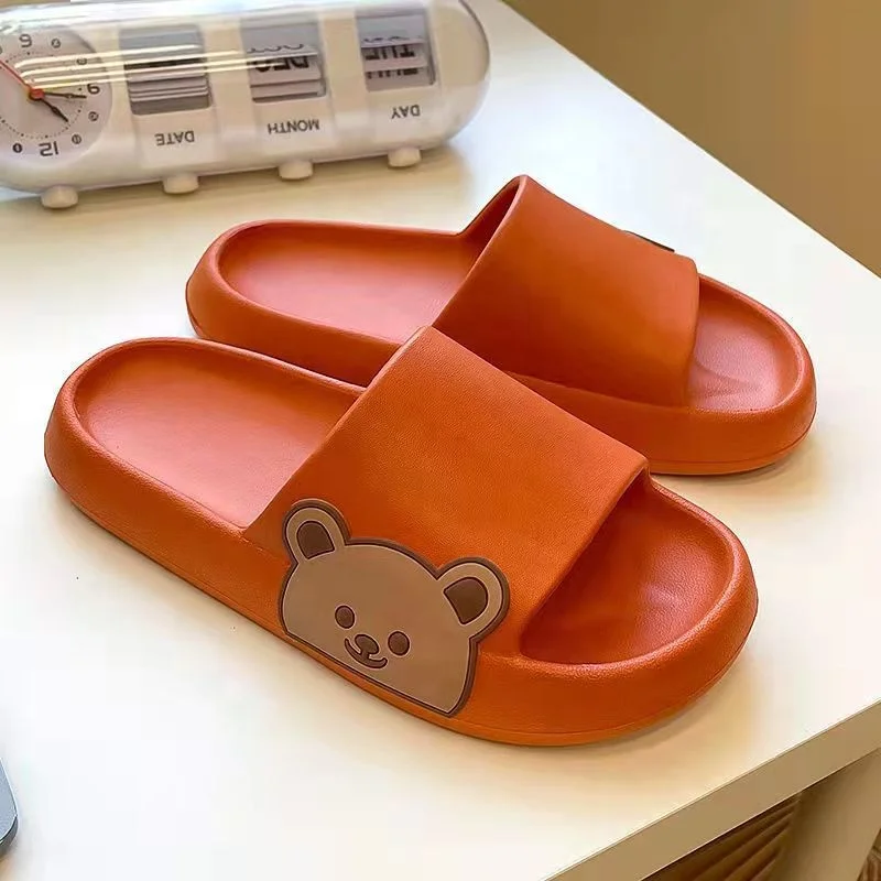 Summer woman and man  indoor outdoor thick sole animal bear  EVA slides slipper sandals