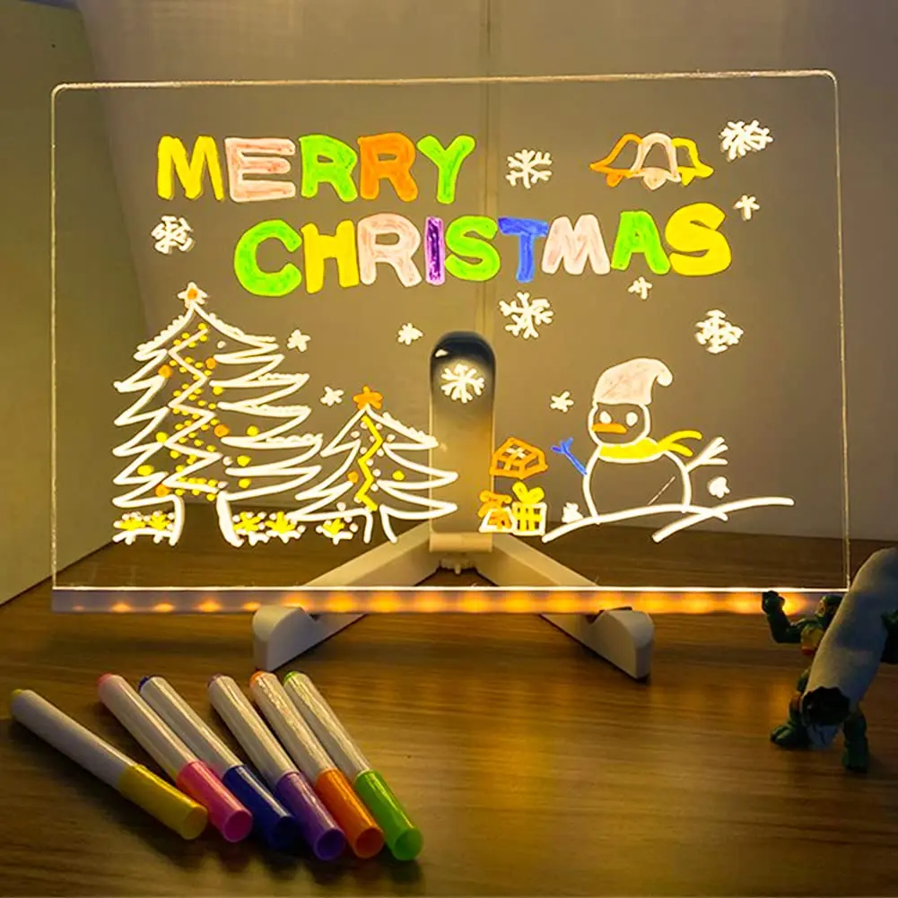 DIY acrylic handwriting drawing board, illuminated writing message light board with Light Up Stand and 7 Colors Pens