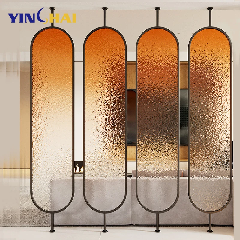 Custom Modern European Style Oval With Glass Metal Stainless Steel Screen Partition for Living Room Decoration Room Divider
