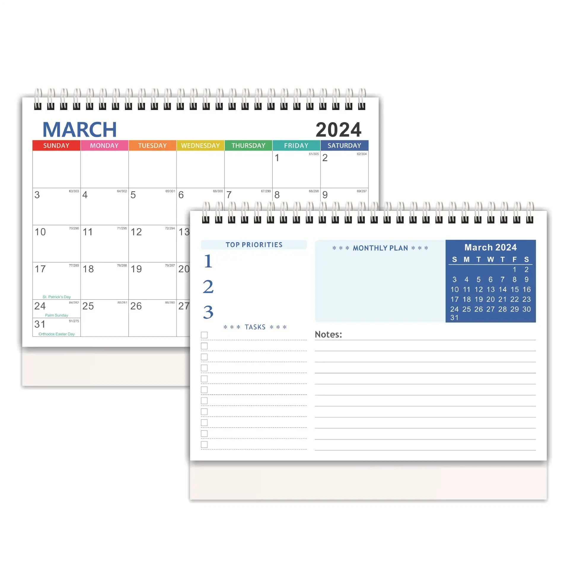 Bview Art Desk Calendar Daily Monthly Page Schedule Calendar Custom Logo 2024 To-do List Calendar