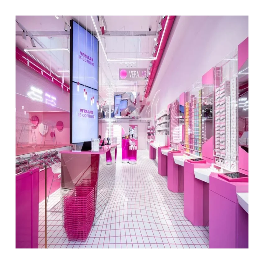 Fine Design Modern Cosmetic Shop Design Display Showcase Display Cabinet Cosmetic Boutique Design
