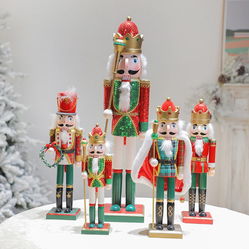 2024 New  Creative Christmas Walnut Gift Nutcracker Home Decor with British Soldier Doll Artwork Wood