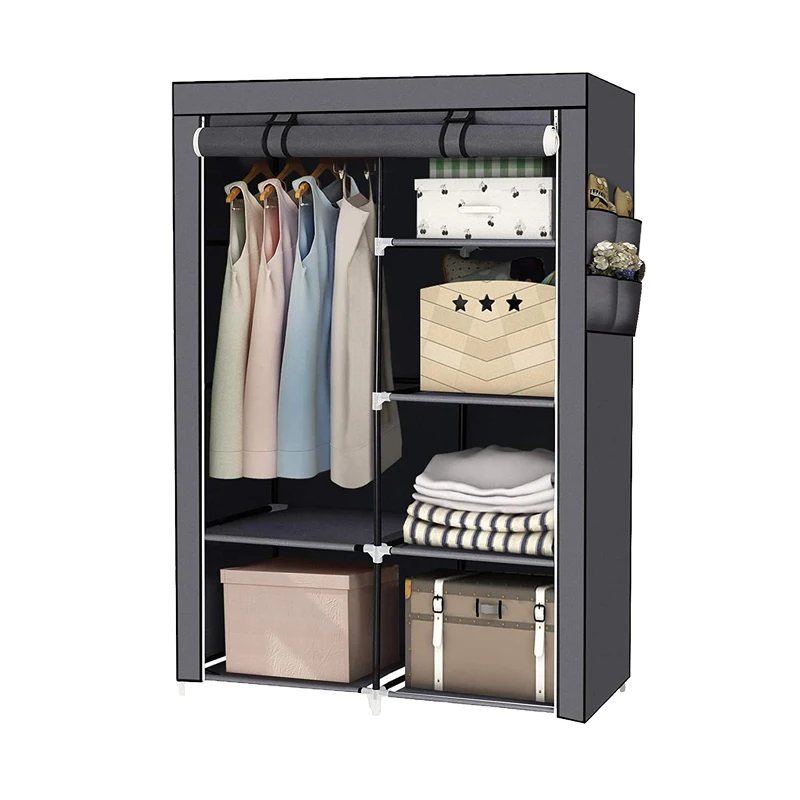 Assemble Fabric Bedroom Furniture Knock-down DIY Wardrobe Storage Home Furniture Modern Customized Color Color Box+brown Carton